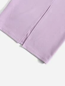 Mulvari 素色短款上衣和下擺開叉鉛筆裙套裝 - 紫丁香色 - 查看 3