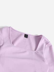 Mulvari 素色短款上衣和下擺開叉鉛筆裙套裝 - 紫丁香色 - 查看 5