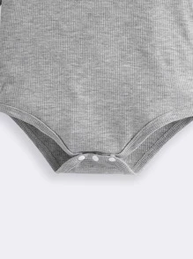 Conjunto De 2 Piezas De Mameluco De Cuello De Tortuga De Punto Acanalado Para Niño - Multicolor - Ver 6