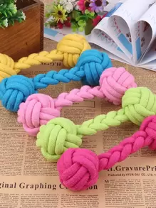 1 món quà tặng cho người yêu chó/mèo bằng dây bện màu ngẫu nhiên và đồ chơi nhai cho thú cưng của mẹ/mèo - Nhiều màu - Xem 1