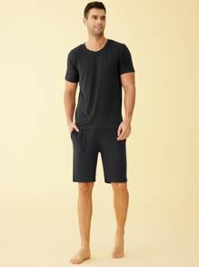 Latuza Bộ đồ giản dị  Nam Dây kéo Túi màu trơn Giải trí - màu đen - Xem 1