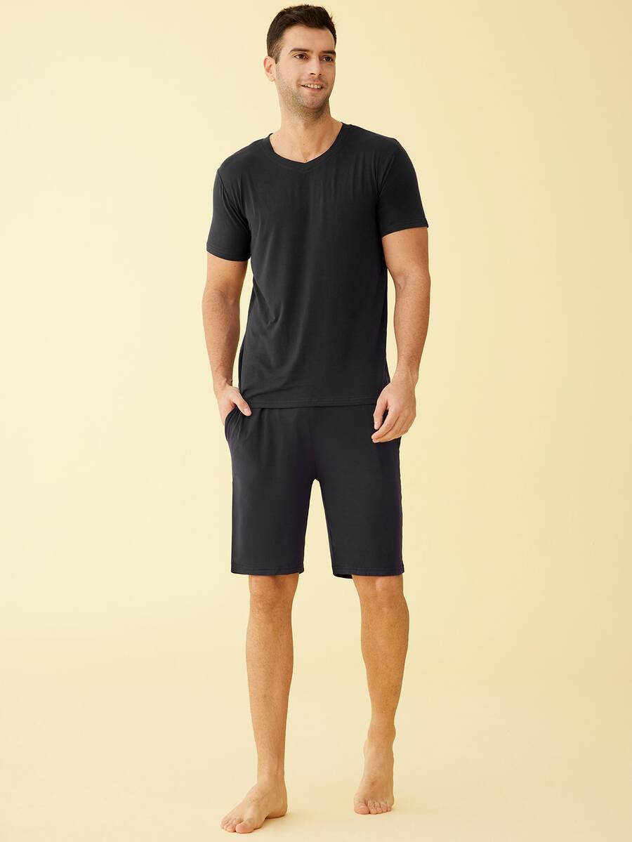 Latuza Bộ đồ giản dị  Nam Dây kéo Túi màu trơn Giải trí - màu đen - Xem 1