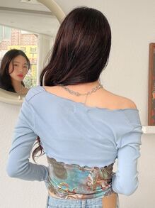 DAZY Crop Top Con Estampado De Ángel Y Árbol - Multicolor - Ver 2