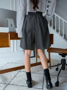 DAZY Slant Pocket Fold Pleated Shorts - Dark Grey - View 7