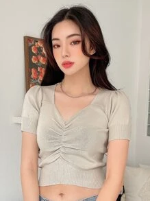 DAZY Áo nữ Xù màu trơn Giải trí - Màu be - Xem 8