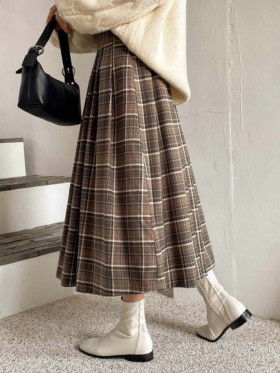 Tartan Print Pleated Skirt