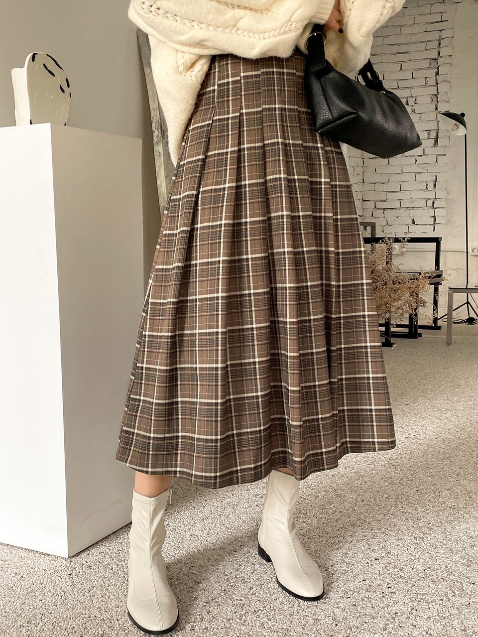 Tartan Print Pleated Skirt