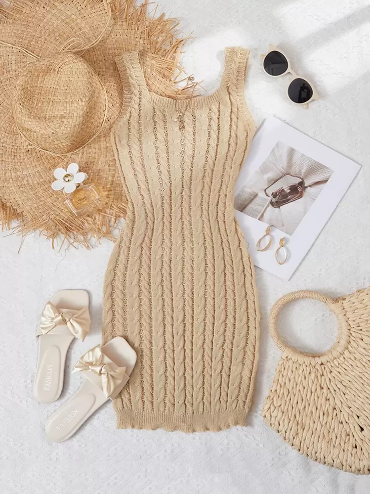 cable knit tank dress Sweater No Defined Waist