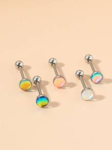 5件不銹鋼舌形槓鈴環 - 彩色 - 查看 1