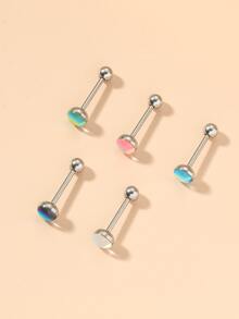 5件不銹鋼舌形槓鈴環 - 彩色 - 查看 2