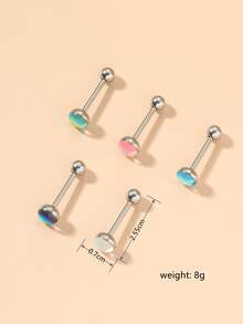 5件不銹鋼舌形槓鈴環 - 彩色 - 查看 3