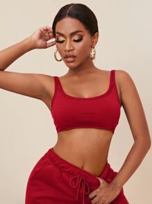 SHEIN SXY Áo hai dây Lộ Lưng màu trơn Gợi cảm - Đỏ - Xem 1