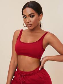 SHEIN SXY Áo hai dây Lộ Lưng màu trơn Gợi cảm - Đỏ - Xem 4