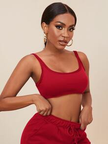 SHEIN SXY Áo hai dây Lộ Lưng màu trơn Gợi cảm - Đỏ - Xem 5