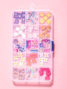 1盒卡通動物和花朵設計美甲飾品 - 彩色 - 查看 2