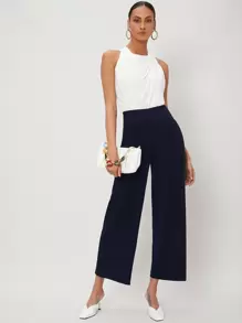 MOTF PREMIUM VISCOSE WIDE LEG PANTS - Navy Blue - View 6