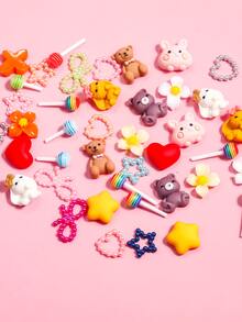 1盒卡通動物和花朵設計美甲飾品 - 彩色 - 查看 5