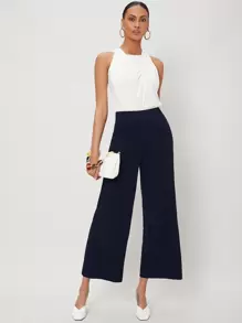 MOTF PREMIUM VISCOSE WIDE LEG PANTS - Navy Blue - View 7