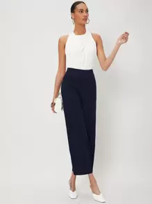 MOTF PREMIUM VISCOSE WIDE LEG PANTS - Navy Blue - View 8