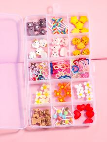 1盒卡通動物和花朵設計美甲飾品 - 彩色 - 查看 6