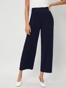 MOTF PREMIUM VISCOSE WIDE LEG PANTS - Navy Blue - View 9