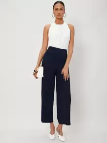MOTF PREMIUM VISCOSE WIDE LEG PANTS - Navy Blue - View 10