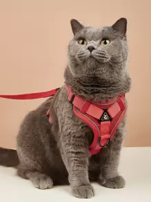 1 Set, Pet Out Chest Strap, With Reverse Cursor, Good Air Permeability, Including A Lead Rope, A Chest Strap - Red - View 1