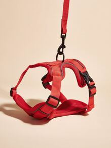 1 Set, Pet Out Chest Strap, With Reverse Cursor, Good Air Permeability, Including A Lead Rope, A Chest Strap - Red - View 3