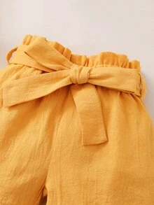 嬰兒花卉圖案和豹紋印花上衣和紙袋腰附腰帶短褲 - 彩色 - 查看 6