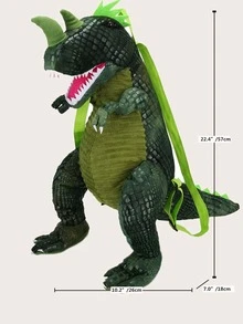 Niños 3d Mochila con dinosaurio de dibujos animados con diseño - Verde - Ver 3