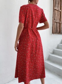 印花圍裹式連衣裙 - 彩色 - 查看 3