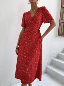 印花圍裹式連衣裙 - 彩色 - 查看 5