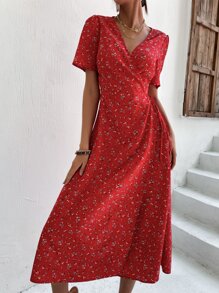 印花圍裹式連衣裙 - 彩色 - 查看 6