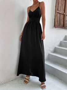 Breezaya Criss Cross Backless Dress Maxi Vacation Beach Outfits Women - Black - View 3