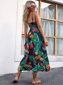 SHEIN VCAY Tropical Print Cami Dress - Multicolor - View 2
