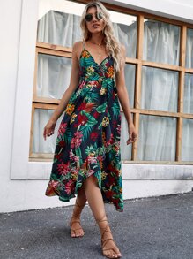 SHEIN VCAY Tropical Print Cami Dress - Multicolor - View 4