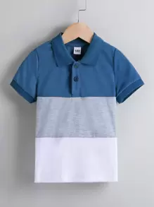 SHEIN Young Boy Cut And Sew Polo Shirt