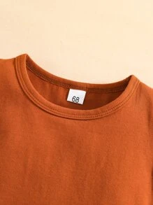 嬰兒高低下擺T恤和短褲 - 棕色 - 查看 3