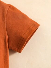 嬰兒高低下擺T恤和短褲 - 棕色 - 查看 4