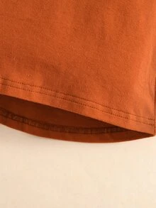 嬰兒高低下擺T恤和短褲 - 棕色 - 查看 5