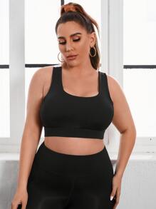 Plus Light Support Colourblock Cut Out Back Sports Bra - Multicolor - View 2