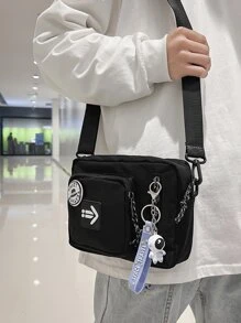 Học sinh trung học Đại học Sinh viên năm nhất túi đeo chéo đa chức năng túi đeo vai túi thông thường Nam Knot Decor Túi đeo chéo, Túi xách Túi đi học Dành cho Du lịch, Cao đẳng, Ngoài trời, Thể thao, Đi lại - màu đen - Xem 1