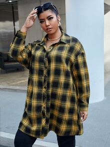 SHEIN Áo khoác cỡ lớn Nút phía trước Lá thư kẻ sọc Sẵn sàng - Nhiều màu - Xem 4