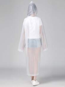 Plain Hooded Raincoat - White - View 2