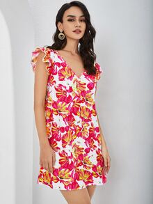 SHEIN Đầm Xù Hoa Boho - Nhiều màu - Xem 5