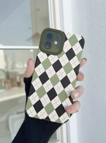 幾何格紋手機外殼 - 綠色 - 查看 1