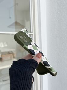 幾何格紋手機外殼 - 綠色 - 查看 2