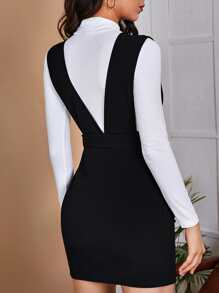 SHEIN Privé Đầm Thắt lưng màu trơn Thanh lịch - màu đen - Xem 2