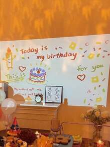 1pc Birthday Projection Lamp, Creative Plastic Birthday Projection Ambient Light For Birthday Party - Multicolor - View 1