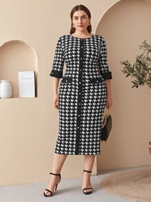 Mulvari Vestido bajo con abertura de pata de gallo